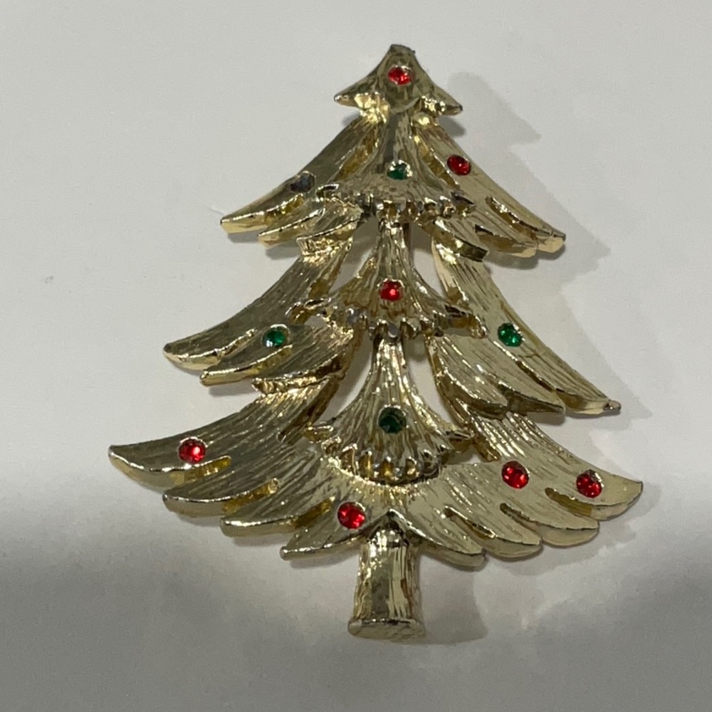 Vintage Signed Christmas Tree Pin Brooch